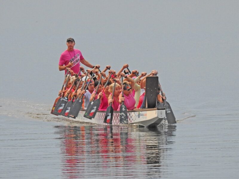 Dragon boat team on Lake Miona in The Villages