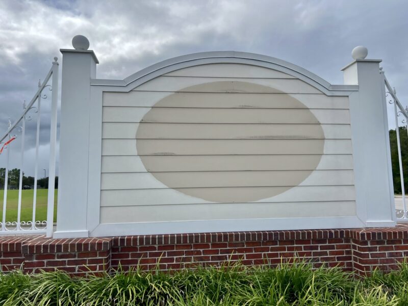 The letters were mysteriously sripped off the sign at the Phillips Villas