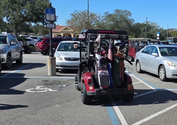 This golf cart was parked in the handicapped area at Southern Trace Plaza in The Villages This golf cart was parked in the handicapped area at Southern Trace Plaza in The Villages