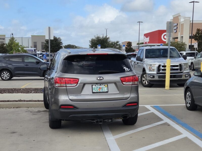 This vehicle was straddling the handicapped accommodation zone at Lowe s at Trailwinds Village