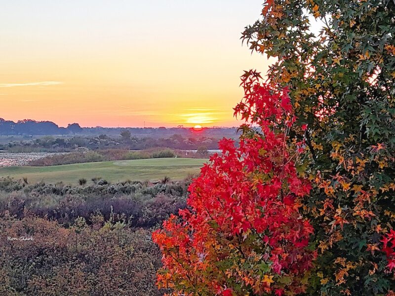 Beautiful fall sunrise over Evans Prairie Country Club