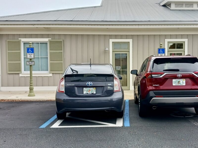 This Prius was parked in a handicapped accommodation zone