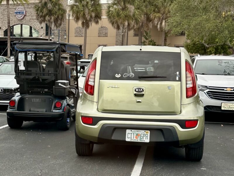 The driver of this automobile squeezed in for a quick workout at Genesis Health Club at Brownwood