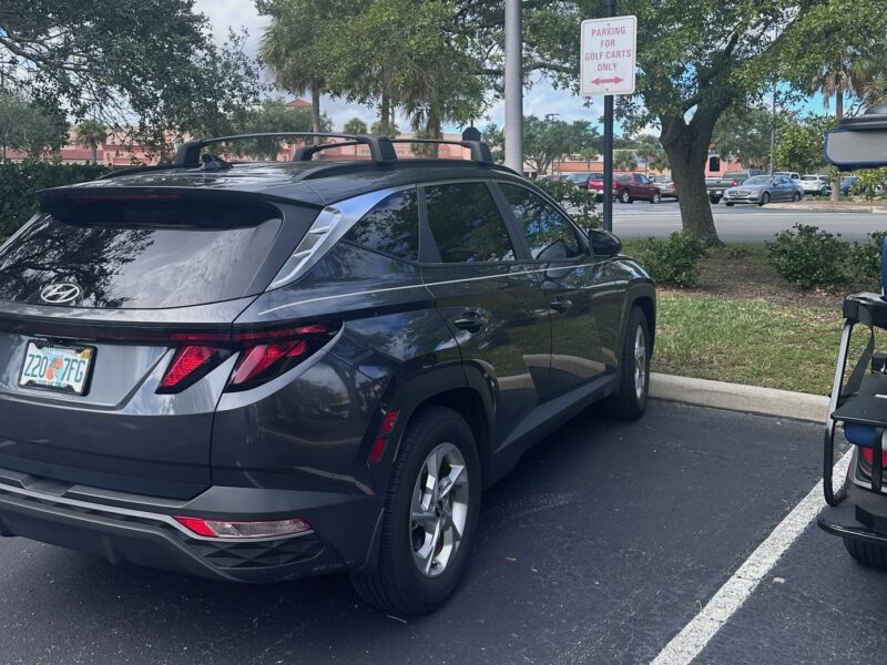 This automobile driver parked ina Golf Cart Parking spot at Denny s in The Villages