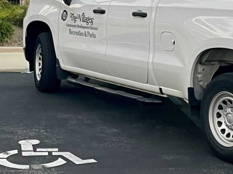 This vehicle from The Villages Recreation and Parks Department was spotted in a handicapped spot copy