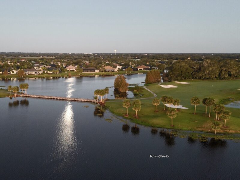 Moon beam lights up Cherry Lake at Lake Sumter Landing