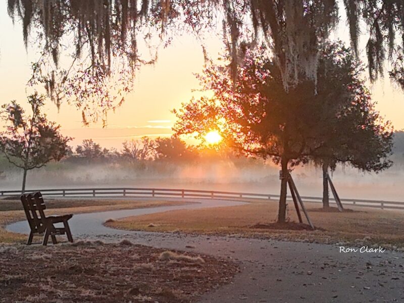 Peaceful sunrise along Hogeye Pathway in The Villages