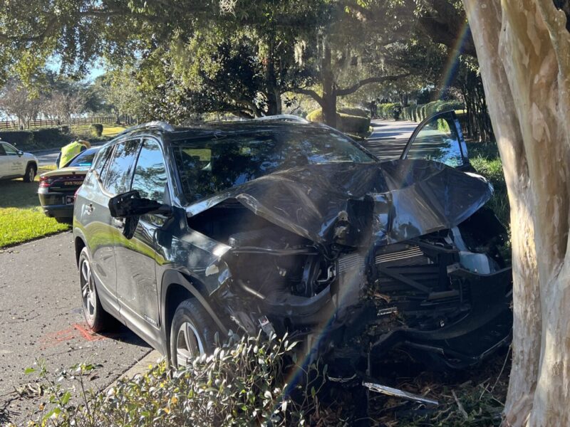 The driver of this vehicle crashed into a tree after suffering a medical episode