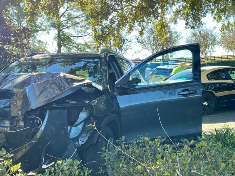 This car left Buena Visata Boulevard, crossed over the multi modal path and crashed into a tree.