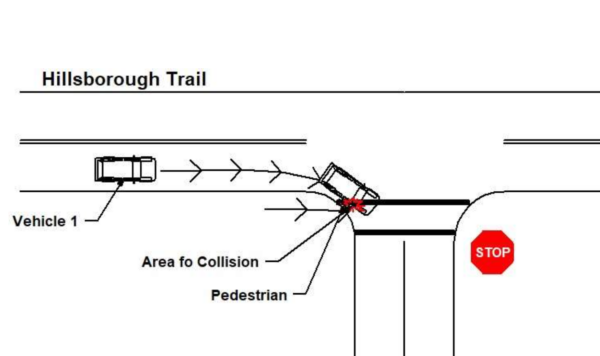 This diagram shows how the accident occurred. The sketch was included in the FHP report.