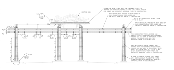 This diagram shows some of the work planned at the Brownwood entrance sign This diagram shows some of the work planned at the Brownwood entrance sign