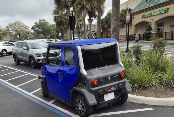 This golf cart was parked in a handicapped accommodation zone at Publix This golf cart was parked in a handicapped accommodation zone at Publix