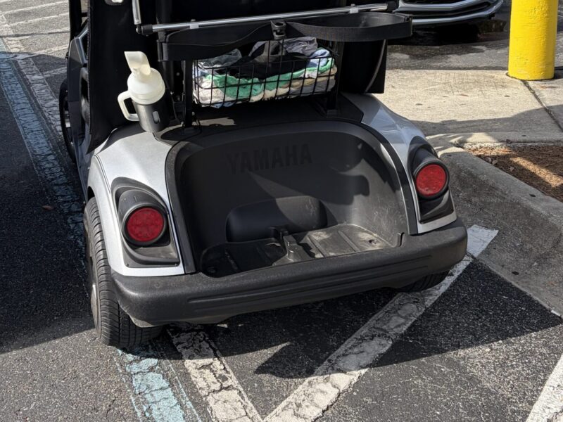 This golf cart was parked in a handicapped accommodation zone at Walmart