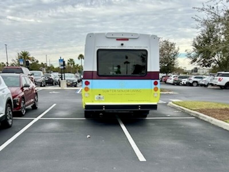 This van from Sumter Senior Living was using up four spots in a parking lot in The Villages