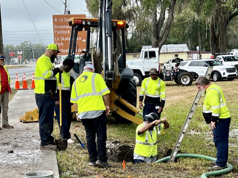 Wildwood personnel were on the scene of the water main break Wednesday morning near U.S. 301 and State Road 44