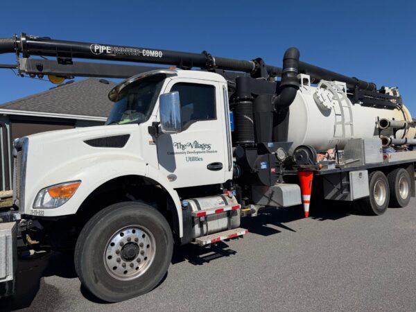 A Villages Utilities Department truck was dispatched to the scene after the sewage backkup A Villages Utilities Department truck was dispatched to the scene after the sewage backkup