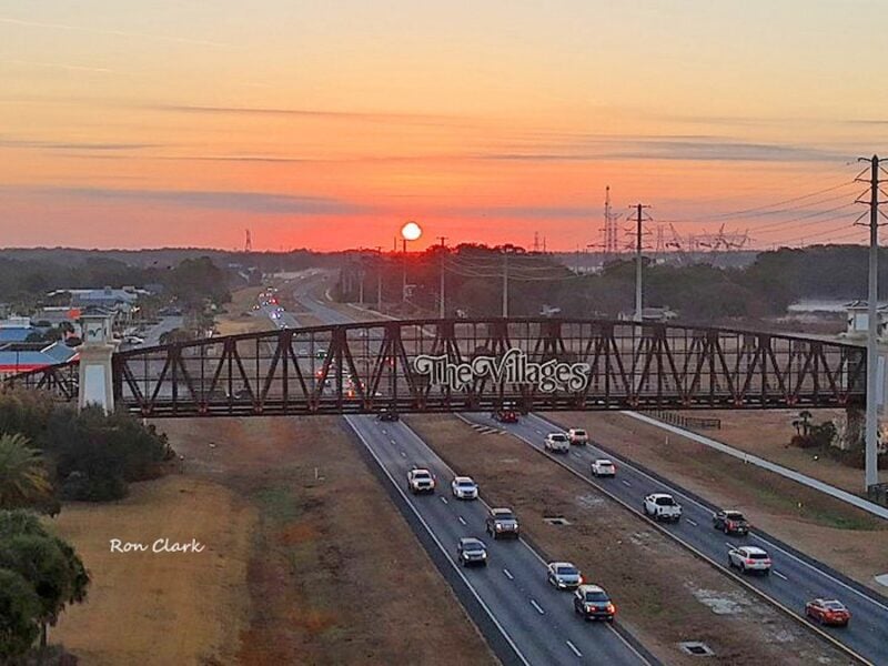 Beautiful sunrise over the Chitty Chatty Bridge in The Villages