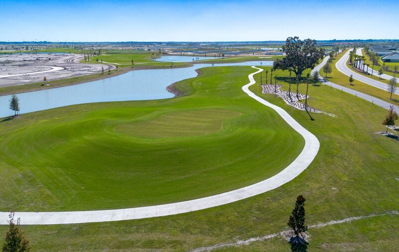An aerial shot of Honeysuckle Executive Golf Course in The Villages.