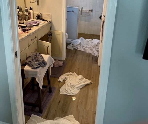 The LaRocca s bathroom was flooded by the sewer backup. The LaRocca s bathroom was flooded by the sewer backup.