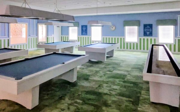 The billiards room at the new recreation center The billiards room at the new recreation center