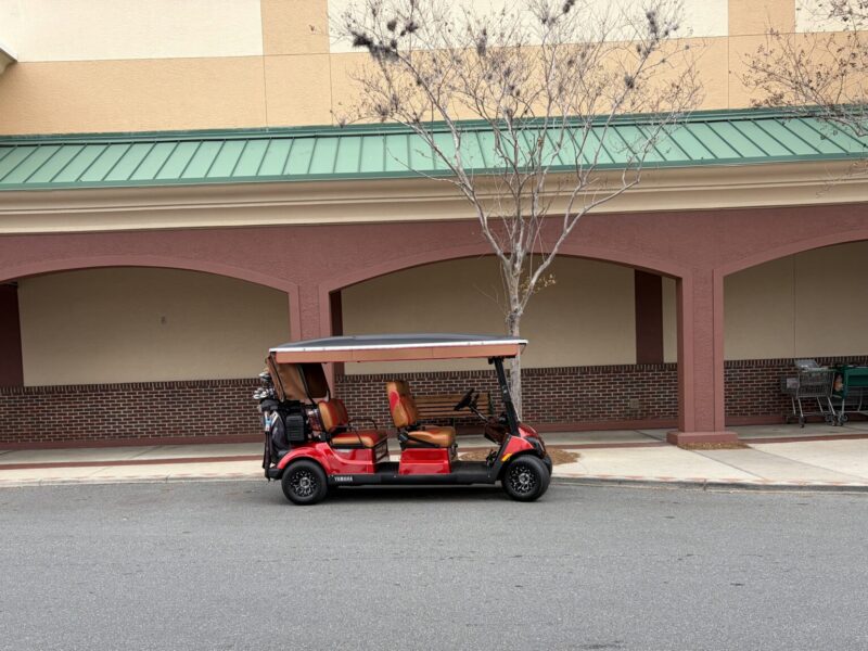 The driver of this four seater golf cart was feeling pretty entitled at Southern Trace Plaza