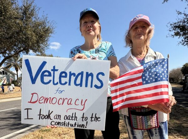 Veterans were among those taking part in the rally