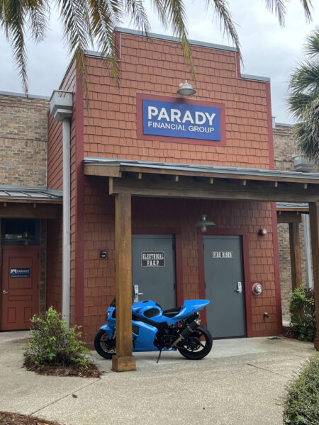 A member of the Parking Patrol documented this bad motorcycle parking at Parady Financial at Brownwood A member of the Parking Patrol documented this bad motorcycle parking at Parady Financial at Brownwood