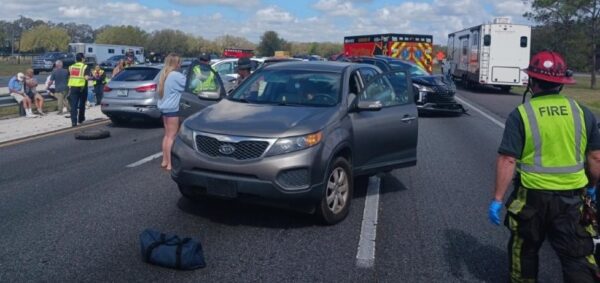 A total of eight vehicles were involved in the pileup