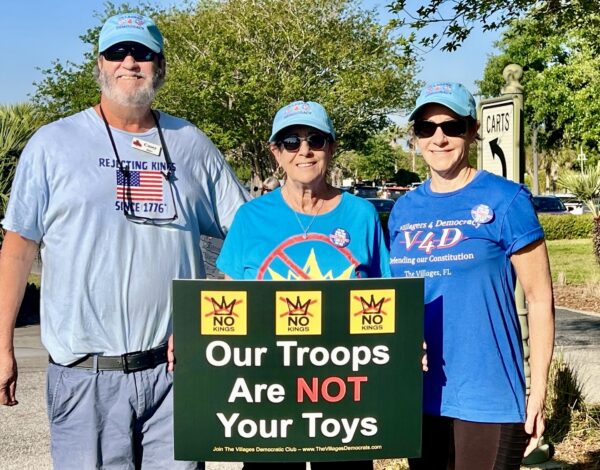 Casey Marr, Rochelle Larson and Paula Orlando organized the demonstration at Lake Sumter Landing