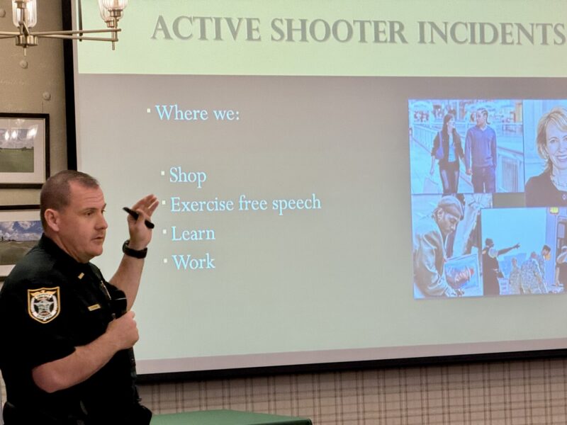 Lt. Mike Ross explained where mass shootings have occured and how to deal with such events .