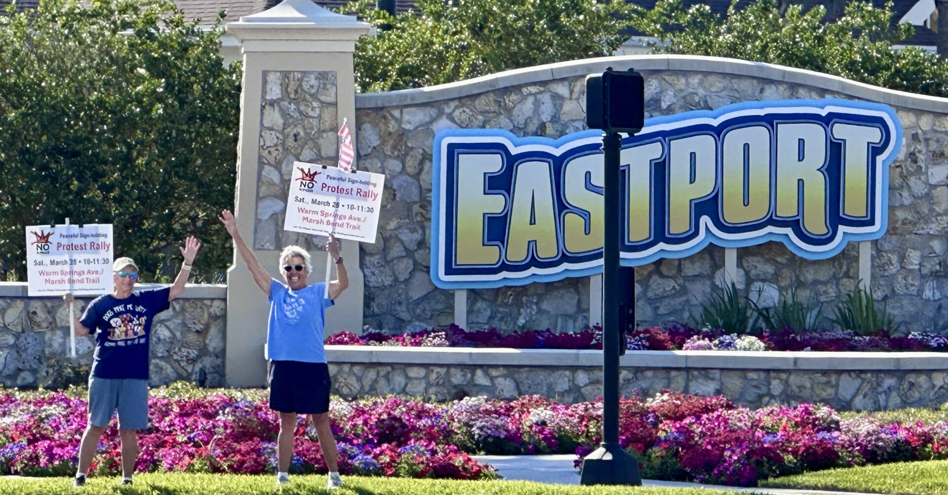 Terri Shevrin of the Village of Hawkins and Jean Roberts of Monarch Grove promoted the upcoming rally. Terri Shevrin of the Village of Hawkins and Jean Roberts of Monarch Grove promoted the upcoming rally.