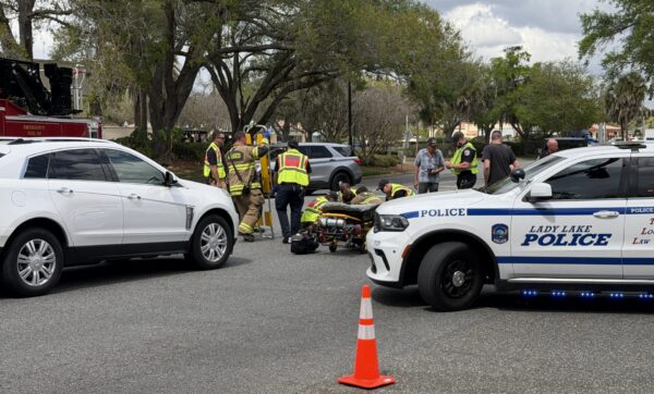 The Cadillac SUV apparently ran a red light at Avenida Central and struck the golf cart The Cadillac SUV apparently ran a red light at Avenida Central and struck the golf cart