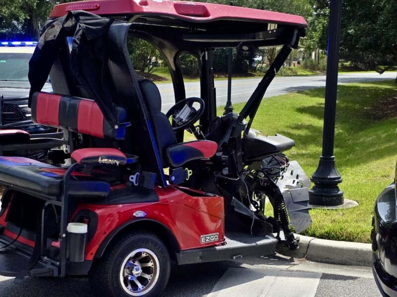 The front end of this golf cart came off in the collision on Morse Boulevard 1.31.23 PM