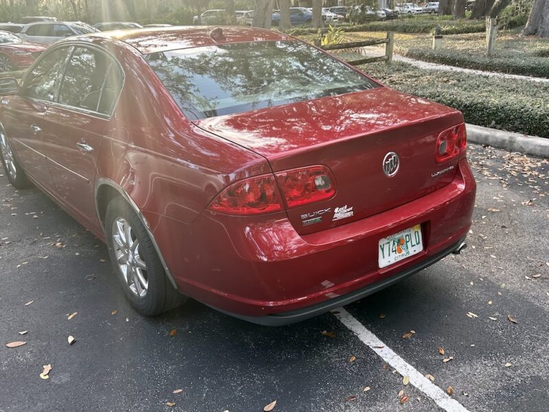 This Buick was straddling the line at the Fenney Recreation Center