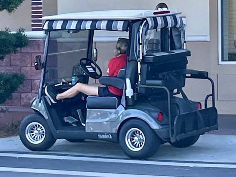 This golf cart driver found some VIP parking on the sidewalk in front of Publix at Mulberry Grove Plaza