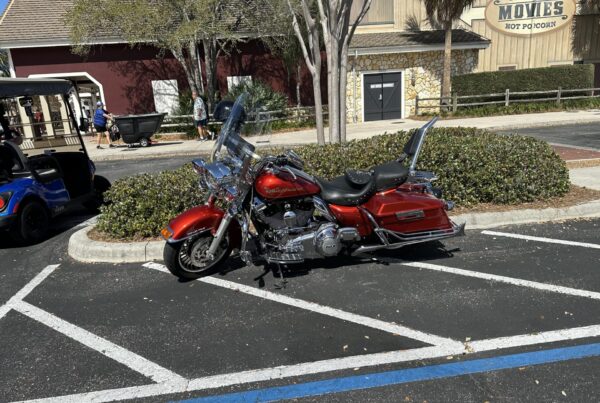 This motorcyclist felt entitled to the handicapped accommodation zone at Brownwood This motorcyclist felt entitled to the handicapped accommodation zone at Brownwood