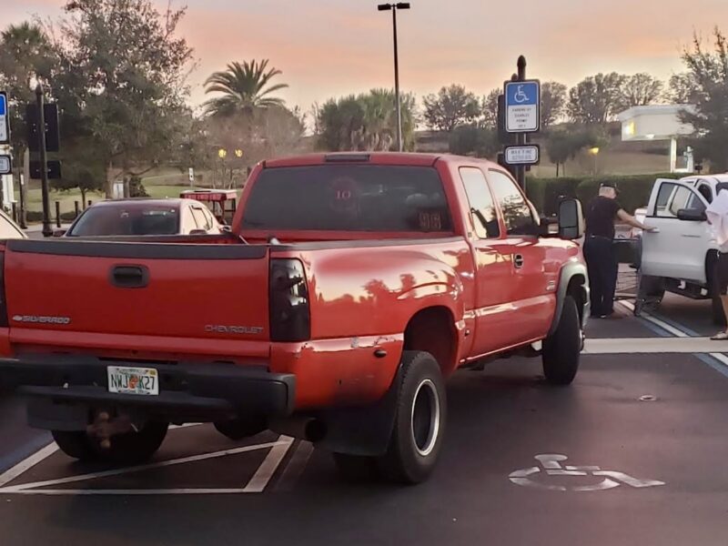 This wide ride needed a little extra space in the handicapped parking spot at Walmart at Sarasota Plaza