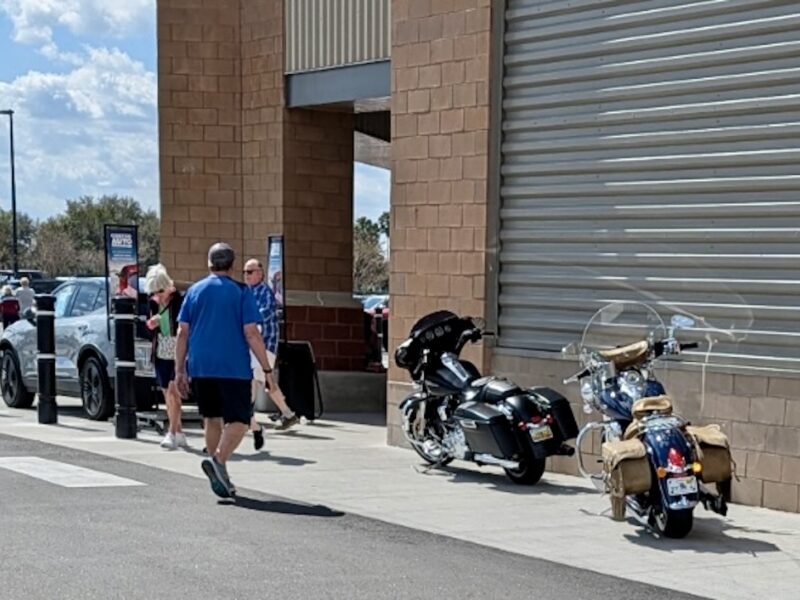 Two motorcyclists and one very entitled driver found some prime parking at Costco in The Villages