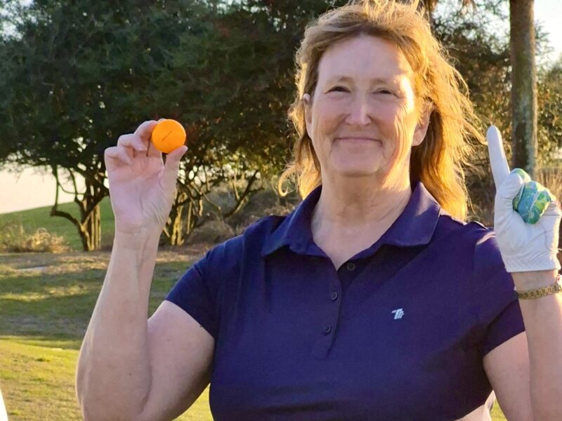 Villager Linda Meyerhoffer was thriled to score the lucky ace