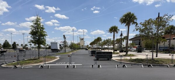 Barricades and equipment were being set up Thursday afternoon at The Vilages High School at Middleton Barricades and equipment were being set up Thursday afternoon at The Vilages High School at Middleton