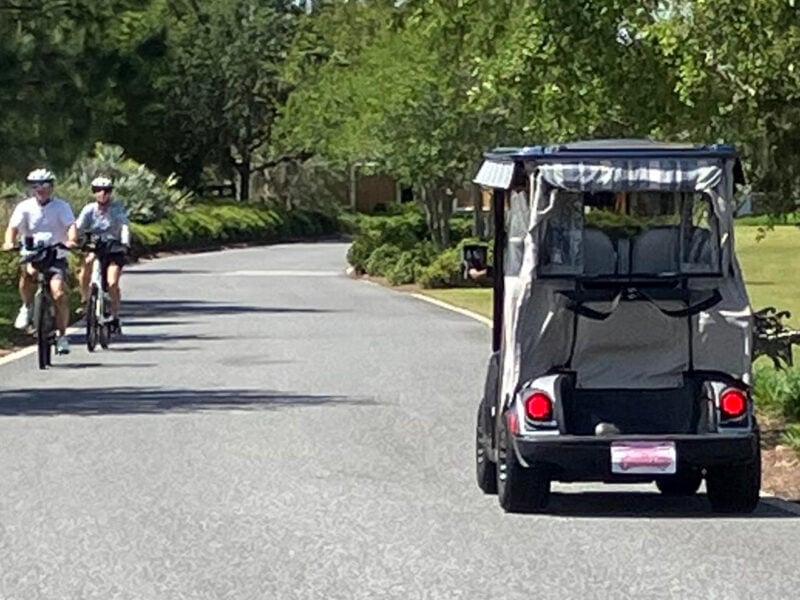 Bicyclists on multi modal path