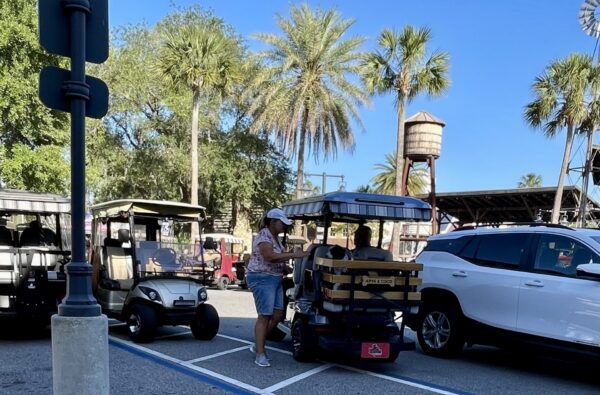 Golf carts were parked in the handicapped accommodation zone at Brownwood Golf carts were parked in the handicapped accommodation zone at Brownwood