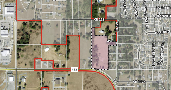 The pink shaded area shows the proposed location of the proposed RV park The pink shaded area shows the proposed location of the proposed RV park
