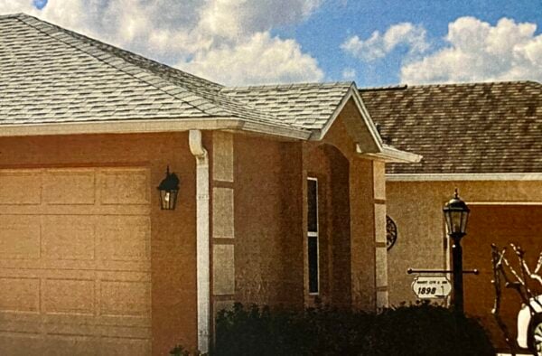 This home, at left, in the Fairwinds Villas in the Village of St. James, has the wrong color shingles This home, at left, in the Fairwinds Villas in the Village of St. James, has the wrong color shingles