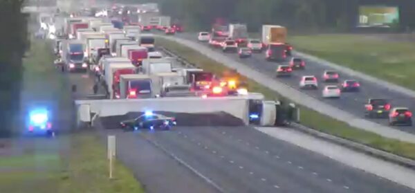 This overturned semi shut down traffic on northbound Interstate 75 in Sumter County This overturned semi shut down traffic on northbound Interstate 75 in Sumter County