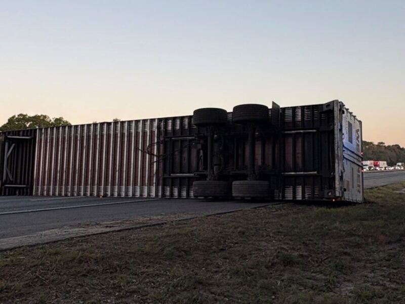 This truck overturned on Interstate 75 in Sumter County