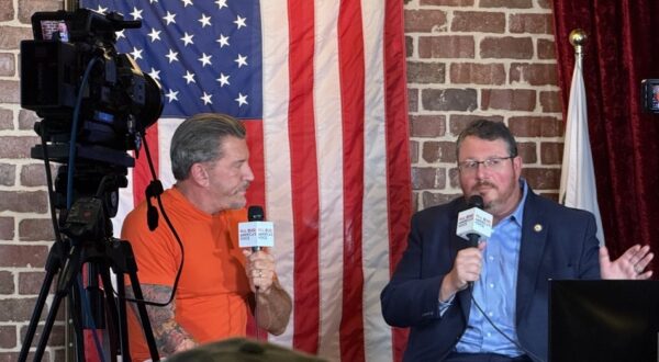 Eric Bolling, left, with Congressman Randy Fine at City Fire in The Villages