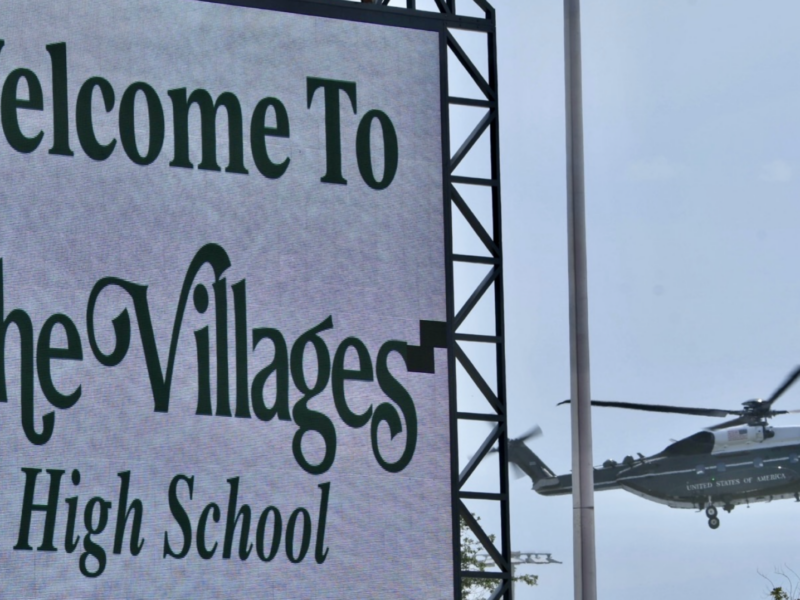 President Trump arrived about Marine One at The Villages Charter School at Middleton