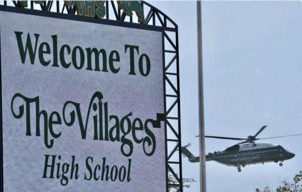 President Trump arrived about Marine One at The Villages Charter School at Middleton