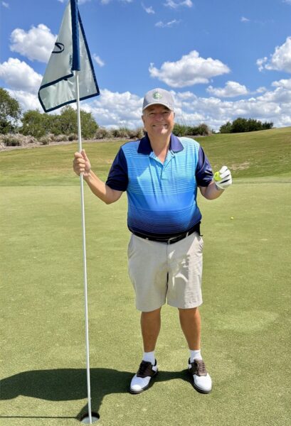 Steve Benda was thirlled to get his third lucky ace Steve Benda was thirlled to get his third lucky ace